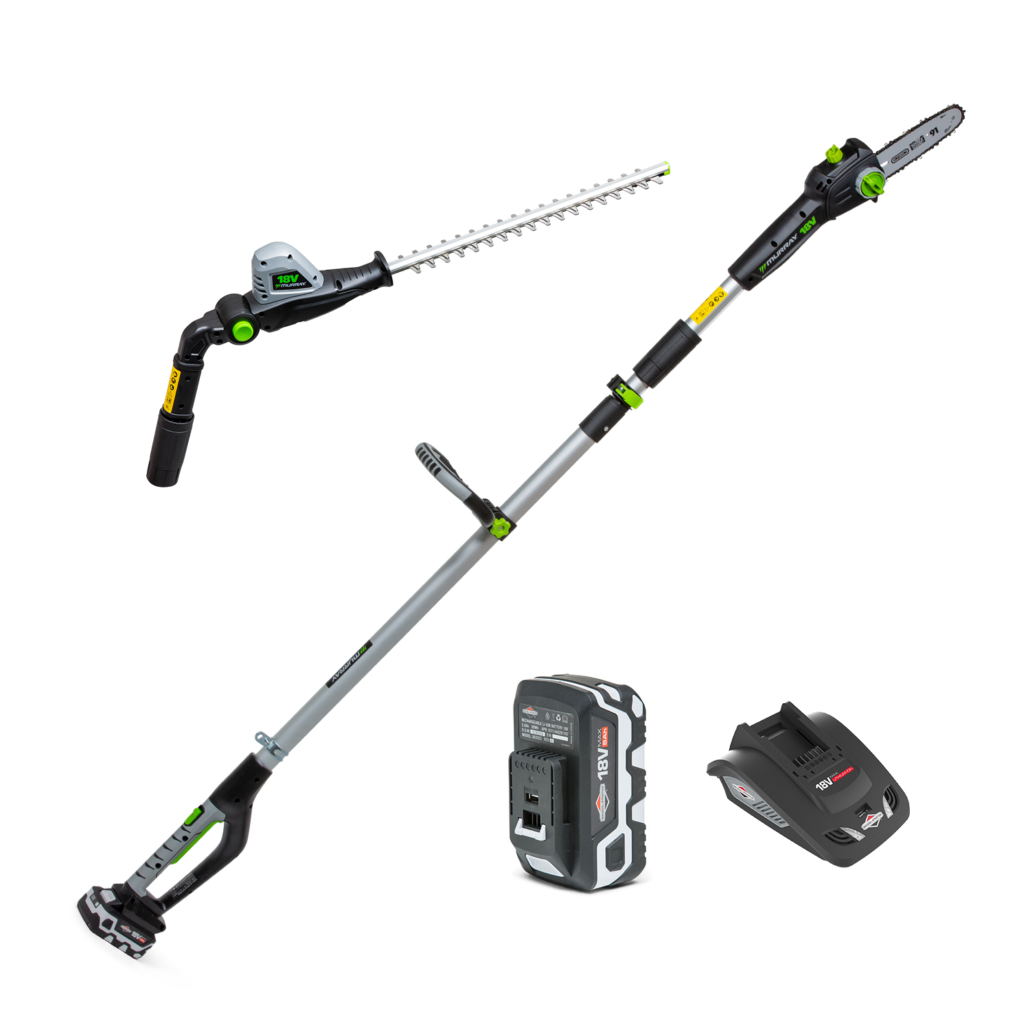 Murray IQ18PSHK 18V LiIon Cordless Pole Saw & Hedge Trimmer 2in1 Kit